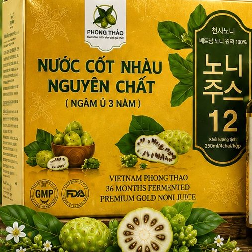 Hộp Nước Cốt Nhàu Nguyên Chất màu vàng